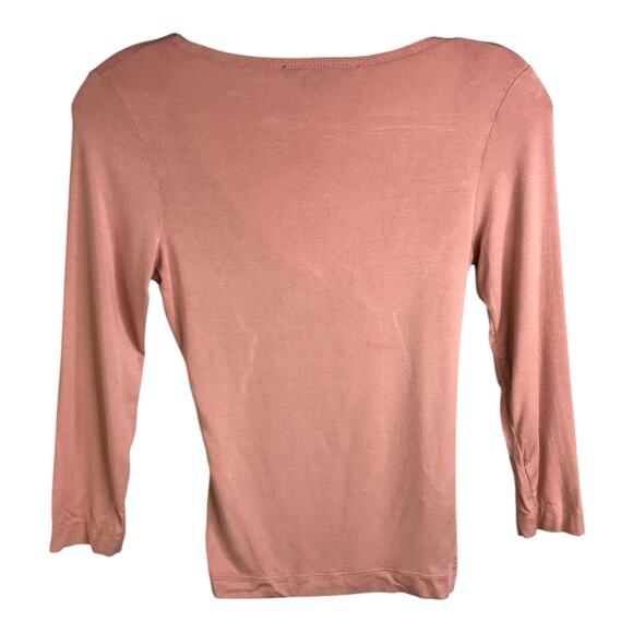 BCBG Maxazria Blouse Womens Size Small Pink Surplice Neckline Long Sleeve - Picture 6 of 6